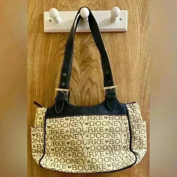 Dooney & Bourke Vintage Signature Canvas Print Small Soft Satchel Shoulder Bag - Picture 2 of 16